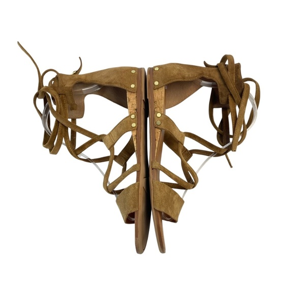 FRANCO SARTO Primrose Tan Suede Lace Up Sandal Flats size 8 - Picture 6 of 9